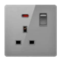13A switched socket, grey glass